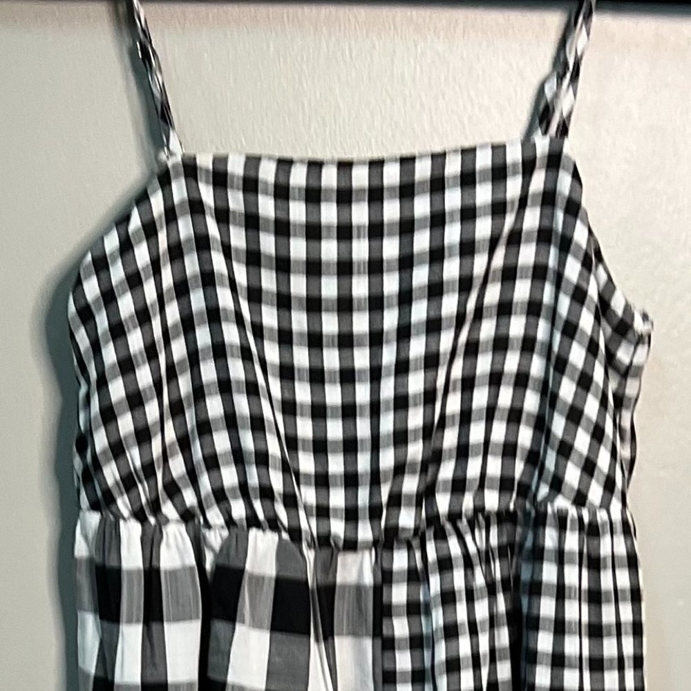 Gaovot Black & White Checkerboard Sleeveless Midi Dress - Women Size L